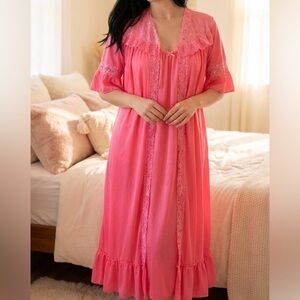 Vintage Pink Lace Trim Nightgown